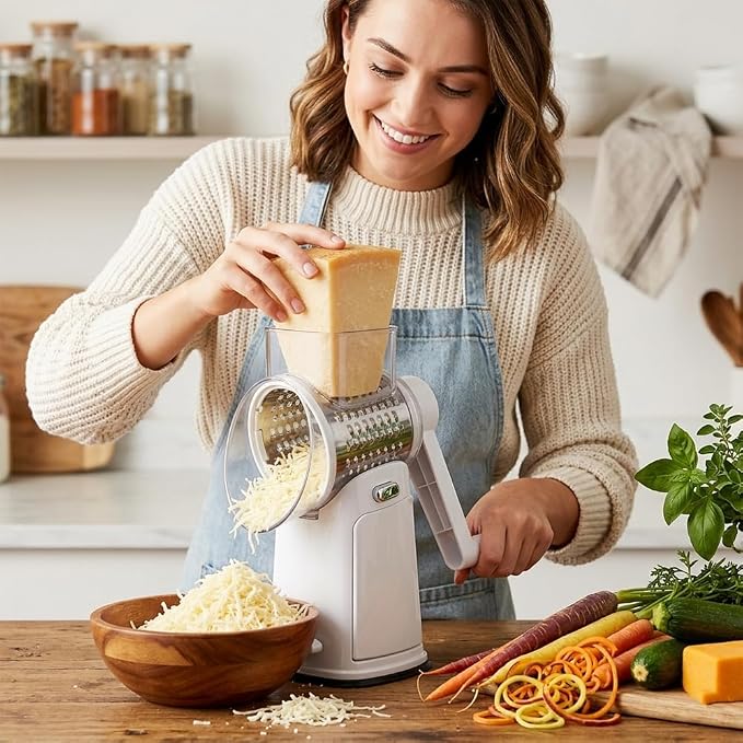 Rallador Giratorio 5 en 1 con Manivela para Cocina miniatura 2