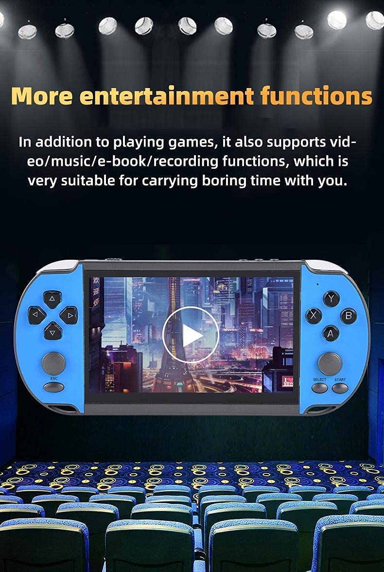Console di Gioco Portatile Casual con Schermo HD da 5,1 Pollici con 9000 Giochi Vodeo Integrati Gioco Portatile Retro Nostalgico Mp3 Mp4 Uscita AV per Gioco TV, Regalo di Natale per Bambini