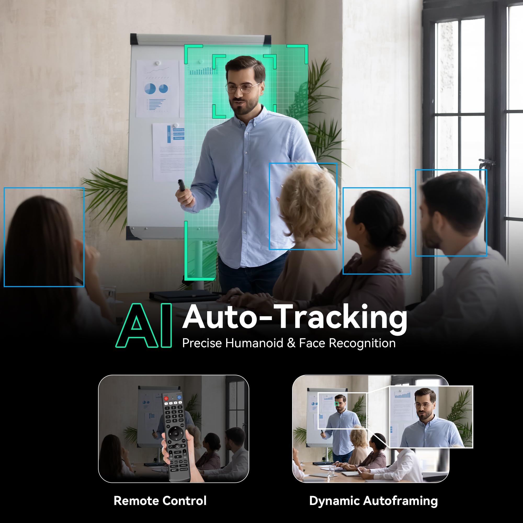 Tenveo 3X Zoom Ottico Sistema di Telecamere per Conferenze con Altoparlante Bluetooth AI Tracking USB3.0/HDMI PTZ Camera 1080P 60FPS Videoconferenza per Riunioni Chiesa Medicina Teams Zoom OBS