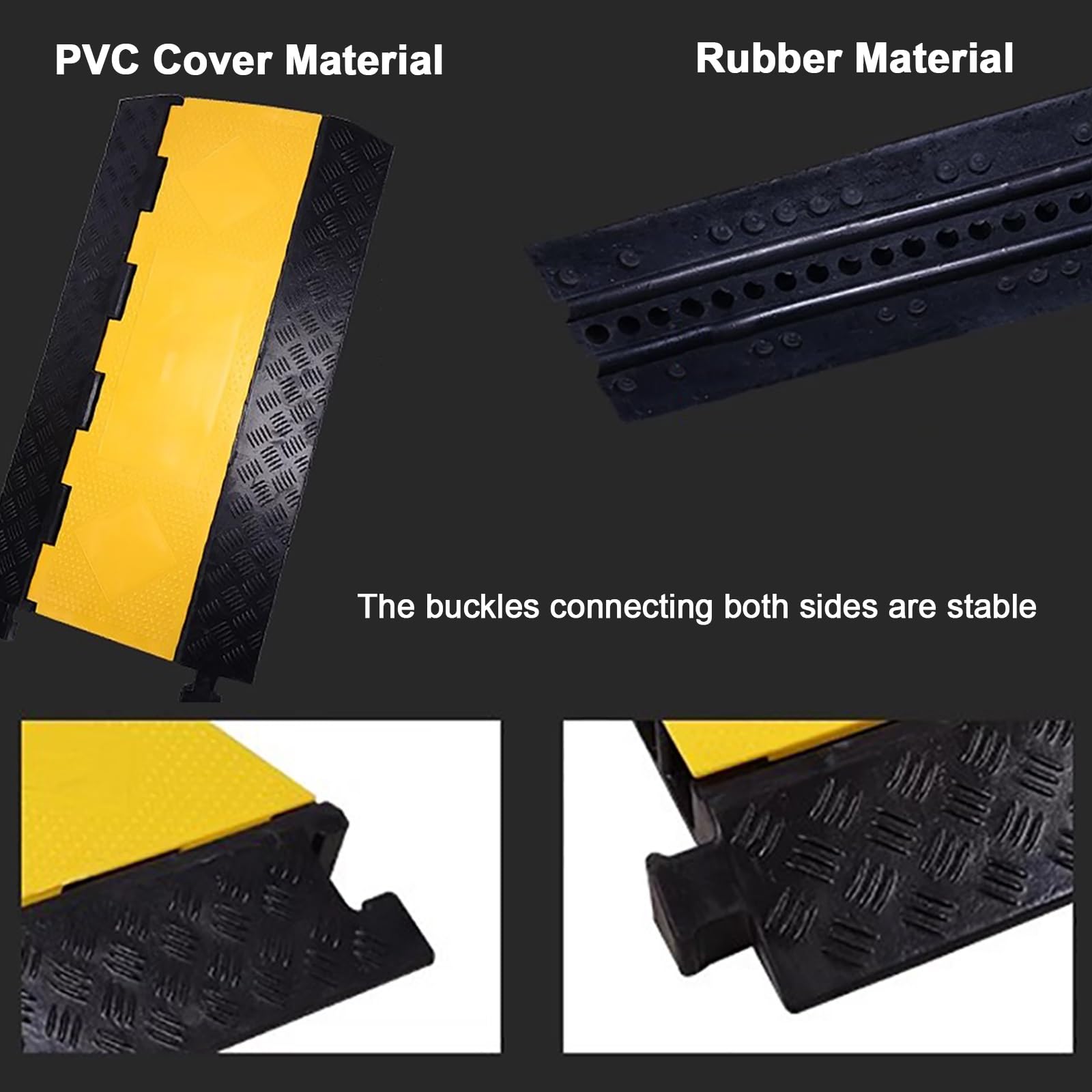 Pasacables de Suelo para Proteger Las Cables Protector de Cables Protector de 4 Canales, Carga 10 000 Kg, 90 X 45 X 6 cm, Ocultador de Cables para Uso en Interiores y Exteriores