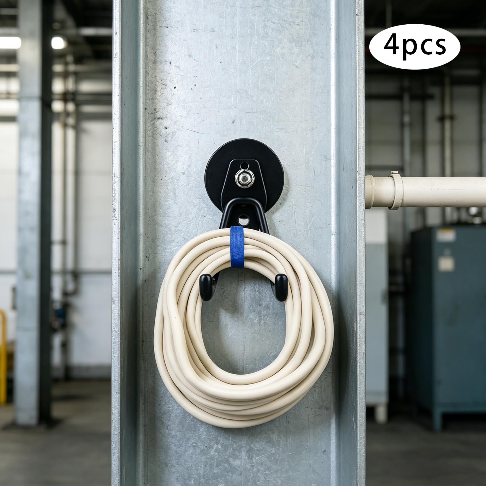 4 haczyki magnetyczne neodymowe, 66 mm, powlekane TPE, czarne – bardzo mocne