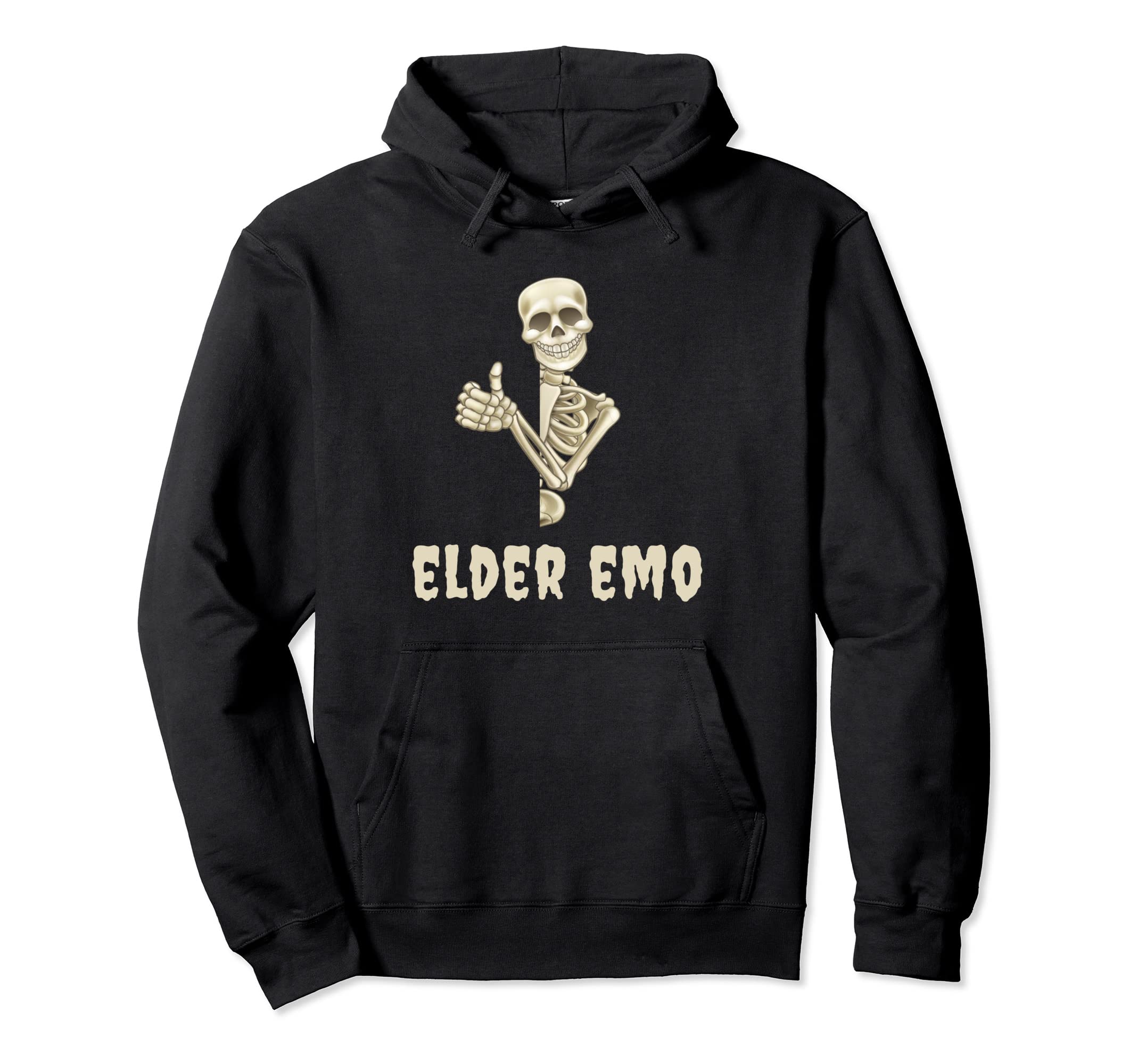 Elder Emo Funny Goth and Skeleton Humor Meme Pullover Hoodie