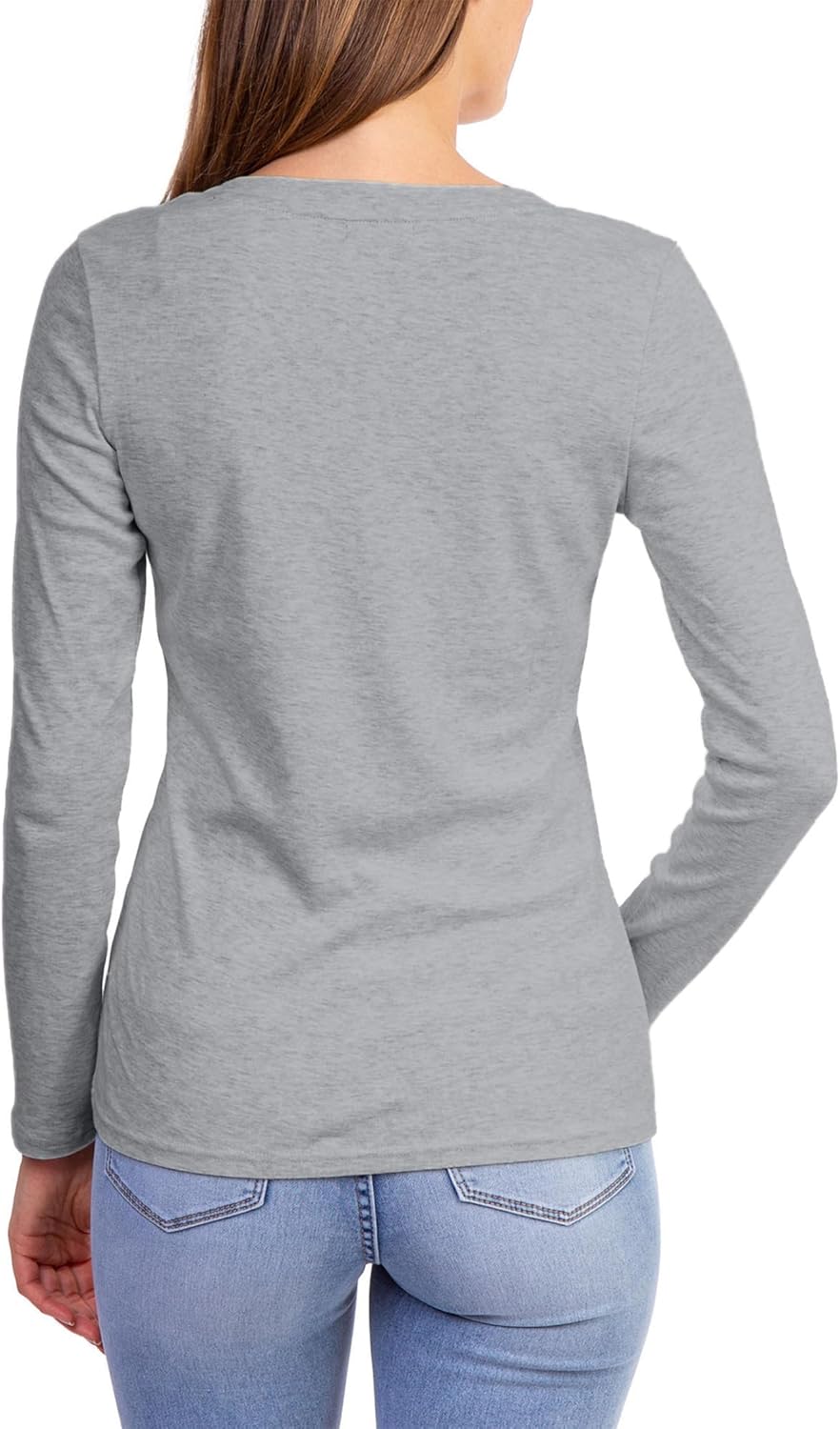 U.S. Polo Assn. USPA Long Sleeve Rib V-Neck Tee Heather Grey XL - Image 2