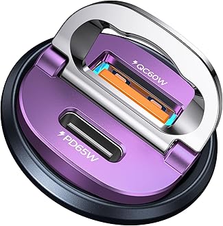 【Upgraded】 125W USB C Car Charger Super Fast Charging for iPhone 16, [PD65W & QC60W][All Metal] MRGLAS Cigarette Lighter Car Charger,Dual Port for iPhone 16 15 Pro iPad Samsung S25/S24 MacBook-Purple