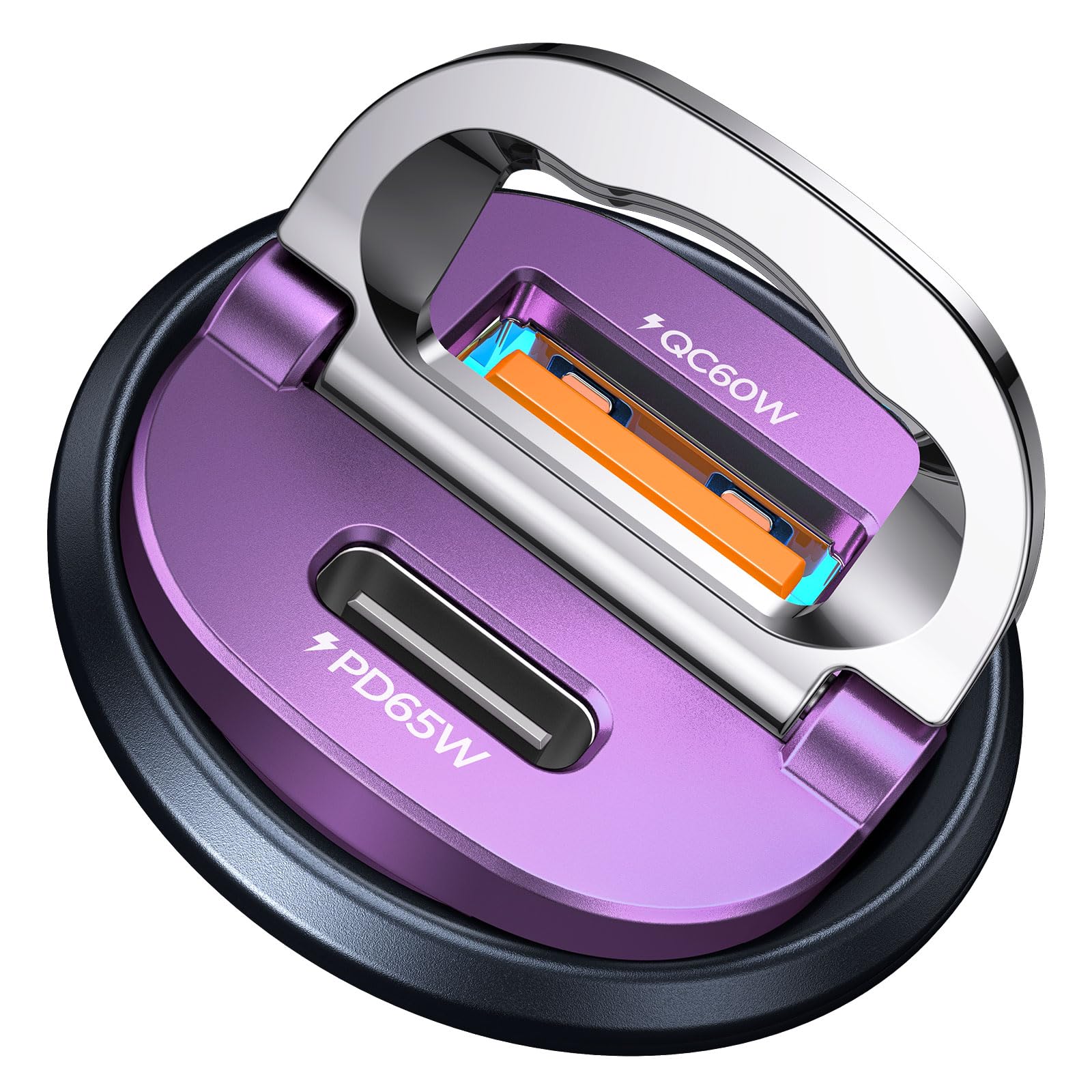 【Upgraded】 125W USB C Car Charger Super Fast Charging for iPhone 16, [PD65W & QC60W][All Metal] MRGLAS Cigarette Lighter Car Charger,Dual Port for iPhone 16 15 Pro iPad Samsung S25/S24 MacBook-Purple