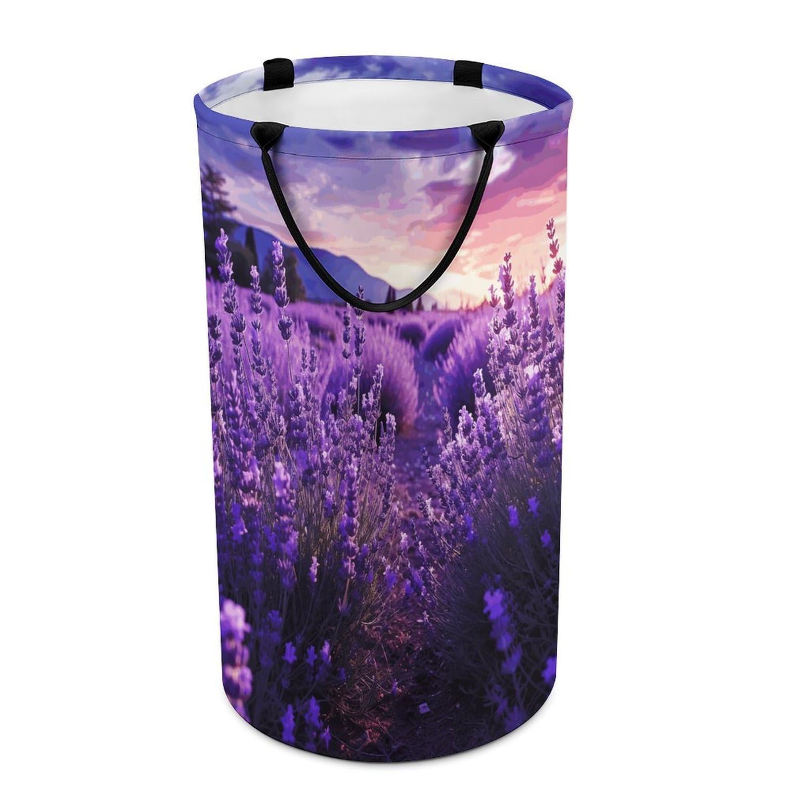 Cesta de lavandería color lavanda morada – Bolsa grande para ropa sucia. Cesta de almacenamiento para asas de fácil transporte. Cesta grande para ropa con asas, cubo de almacenamiento de ropa