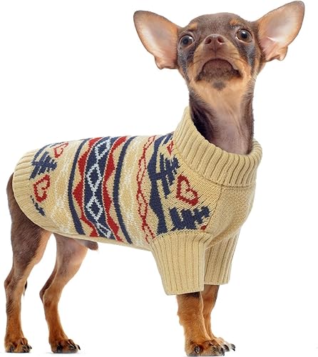PUMYPOREITY Suéter de Navidad para perro, suéteres cálidos para perros pequeños, suéteres de cuello alto para perros pequeños, suéter suave para