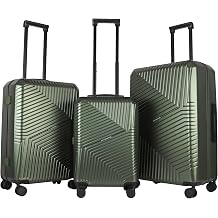JLY Swirf 3-Piece Hard Shell Luggage Set Hunter Green   Cabin, Medium, and Large Spinner Suitcases with TSA Locks, 360 Wheels, and Smooth Handles