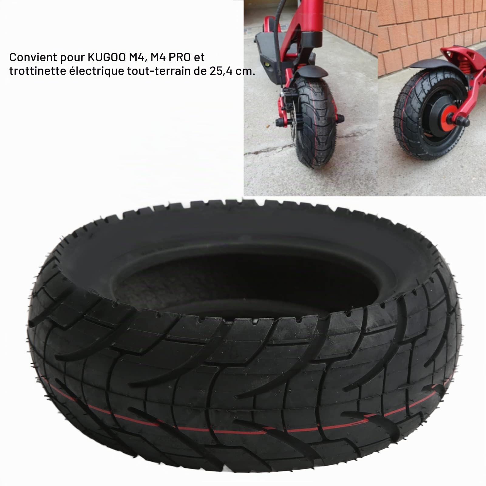 Pneus de Scooter Électrique, 10 pouces, Pneu Sans Chambre à Air Auto-Réparable, 80/60-6 Pneu Tubeless, pour Accessoire de M4 M4Pro