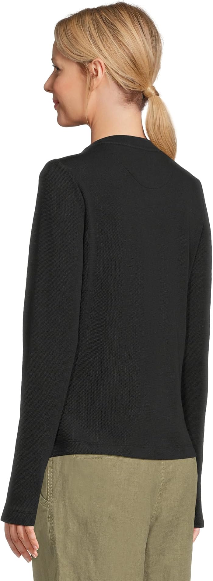 Женская рубашка L.L.Bean Signature Premium Thermal Long Sleeve Henley, цвет: Чёрный — фото 4
