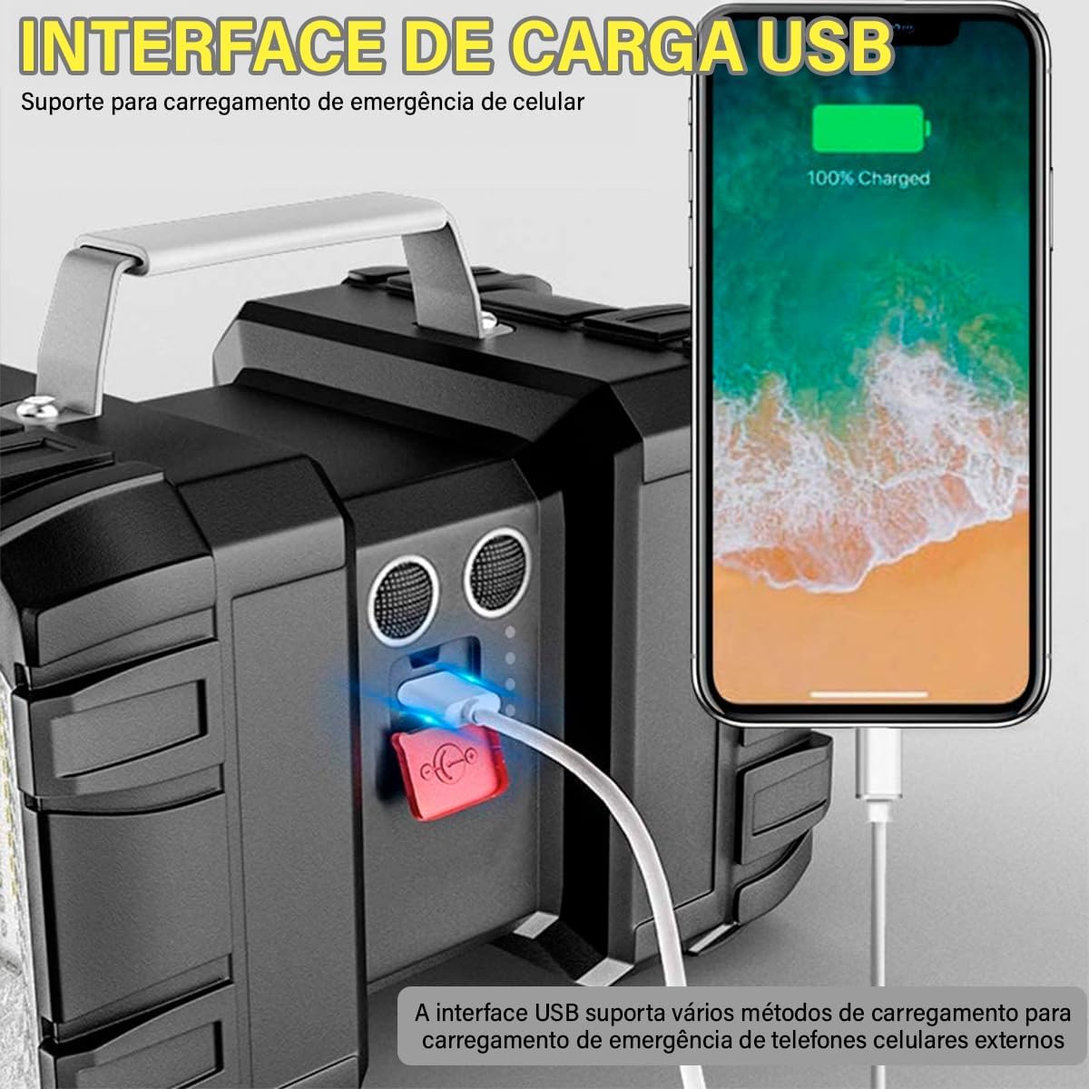 KINGSTER Lanterna Recarregável com LED 5000 Lm, 4000 Lm, 3 Modos de Luz, À Prova d'Água, com Saída USB como Banco de Energia, Ideal para Camping