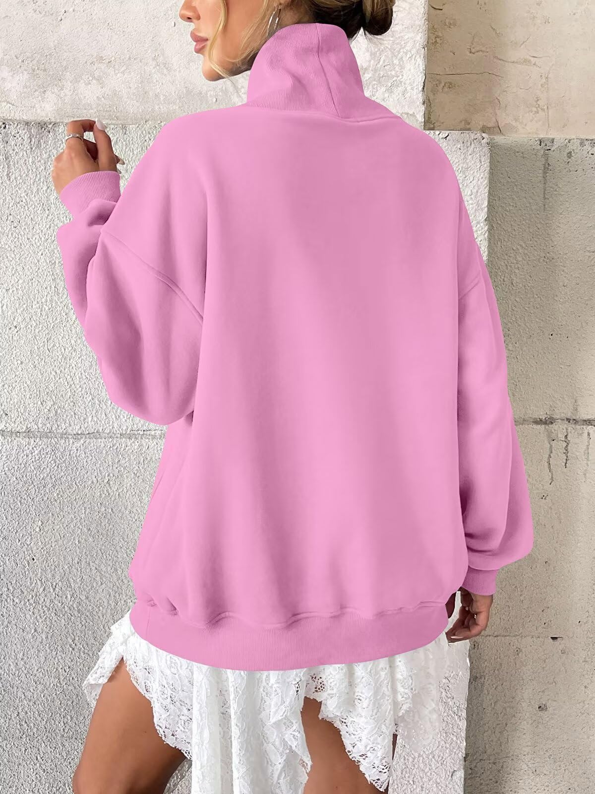 Tomwell Sudaderas de forro polar para mujer con bolsillos, cuello de tortuga, de moda, de manga larga, para otoño