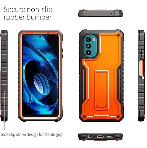 Miniatura 4 de ExoGuard Funda para Moto G 5G 2022, funda de goma a prueba de golpes de cuerpo completo viene con un protector de pantalla de vidrio templado y