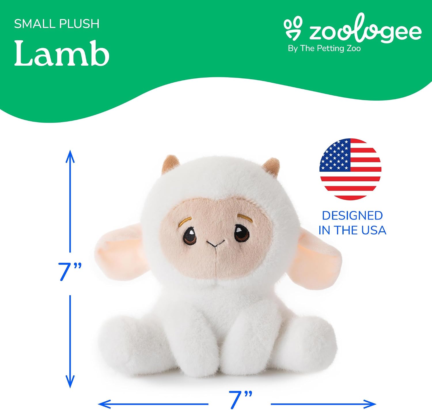 The Petting Zoo Lamb Stuffed Animal Plushie, Gifts for Kids, Snugletz Zoologee Plush Toy, 7 in