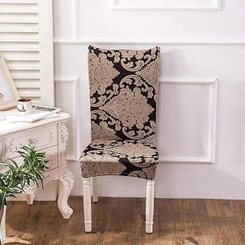 Chickwin Chair Covers for Dining Chair 2/4/6/10PCS, High Back Stretch Chair Cover for Hotel Dining Room Party Spandex Removable Washable Chair Cover Slipcovers 6 PCS,Badia