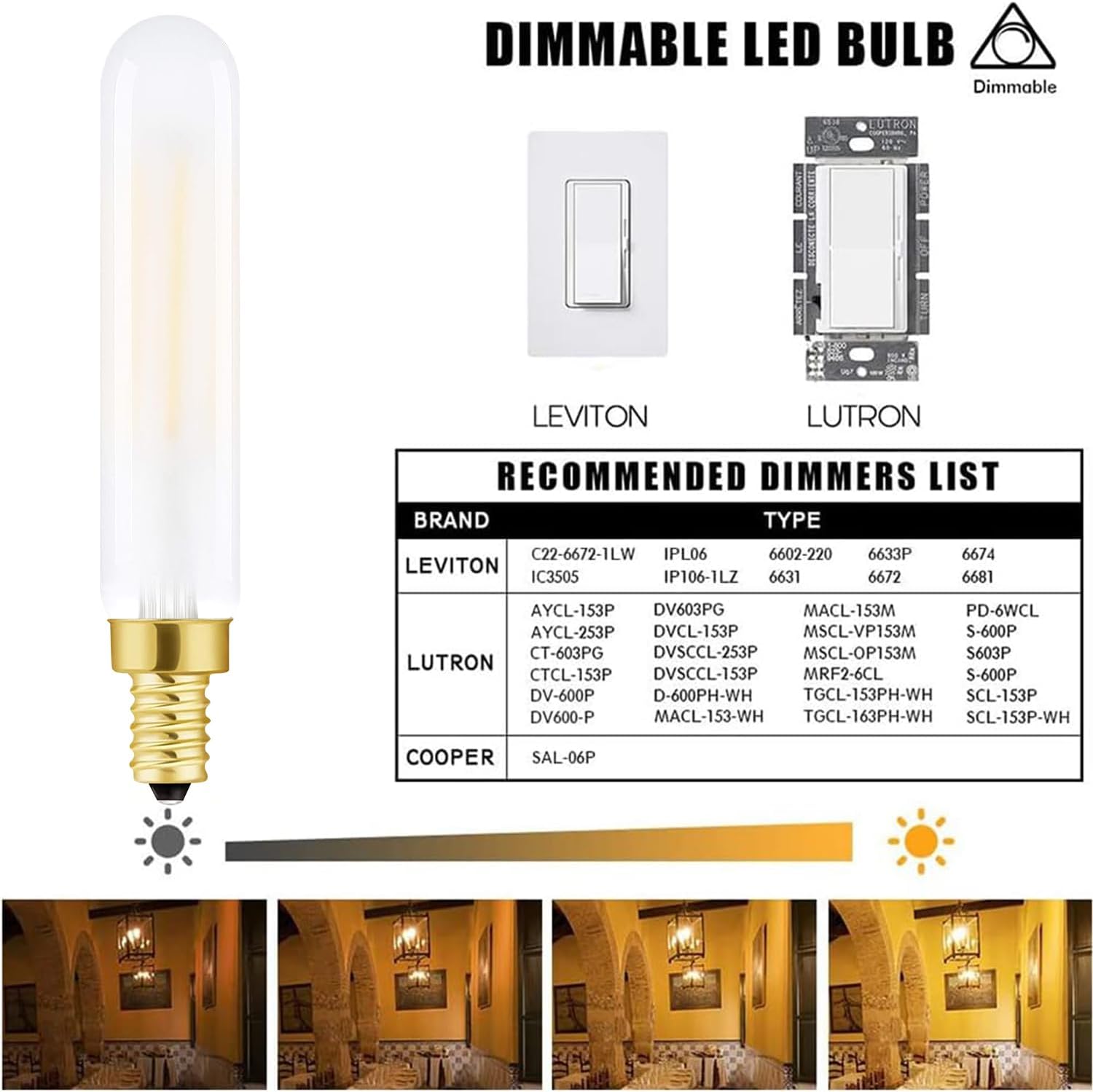 LEOOLS E12 Frosted LED Bulb Dimmable 4W Equal 2700K Warm White T6 B11 Candelabra Bulb 40 watt for Chandeliers,Ceiling Fan,Pendant,Wall sconces AC120V 400LM e12 Light Bulb 6Pack
