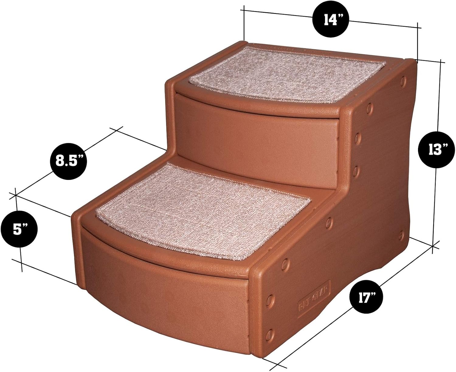Pet Gear Easy Step II Pet Stairs, 2 Step for Cats/Dogs up to 75-pounds, Portable, Removable Washable Carpet Tread, Pecan
