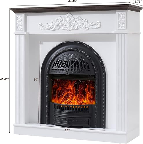 Miniatura 2 de Chimenea eléctrica estilo jaula de pájaros de 45 pulgadas con chimenea, soporte de TV de 46 pulgadas de alto, centro de entretenimiento de granja