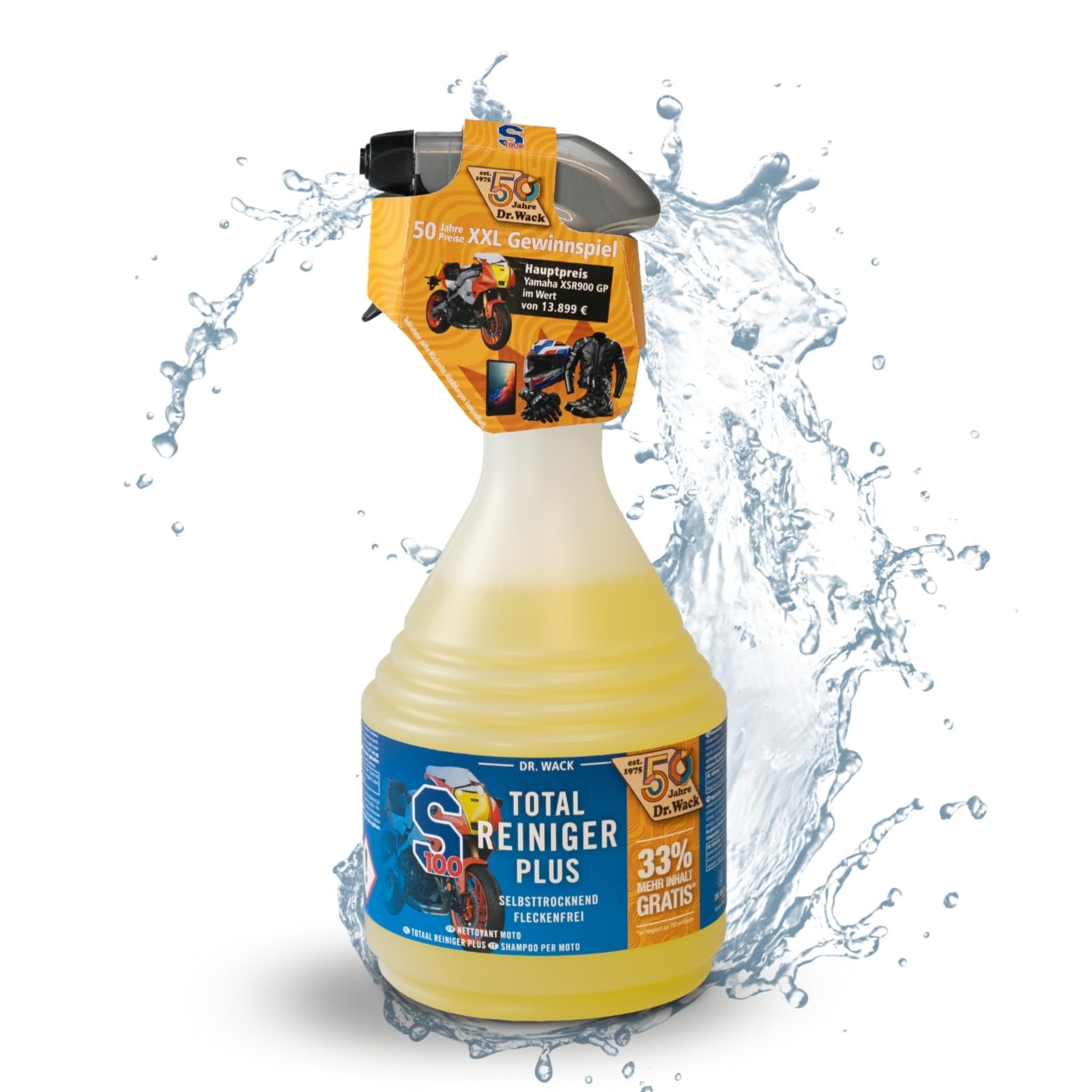 Dr. Wack - S100 Total Reiniger Plus 1000 ml (33% mehr Inhalt gratis) - Limited Edition - Motorrad-Reiniger mit Gel-Formel - Schonende Reinigung von Verschmutzungen - sehr ergiebig & reinigungskräftig