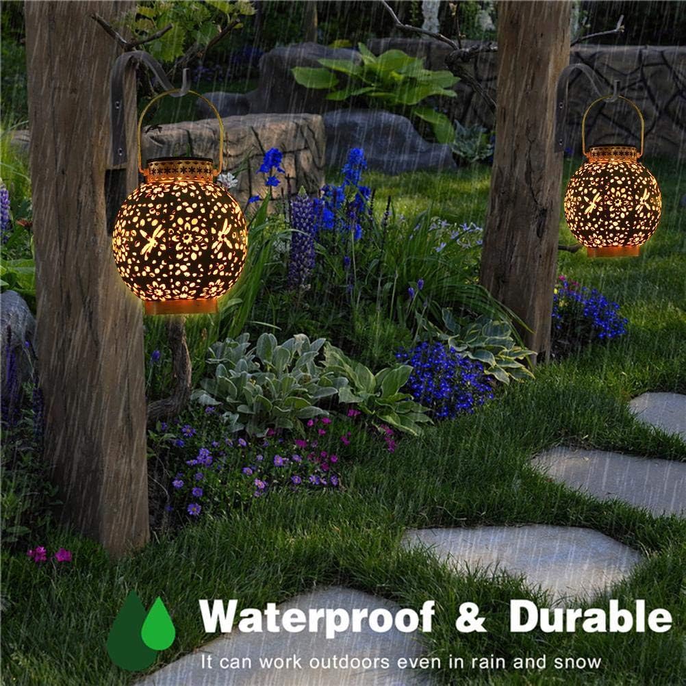 Outdoor Solar Hollowed Out Shadow Lantern Hanging Solar Powered Lamp Garden Landscape Solar Lamp