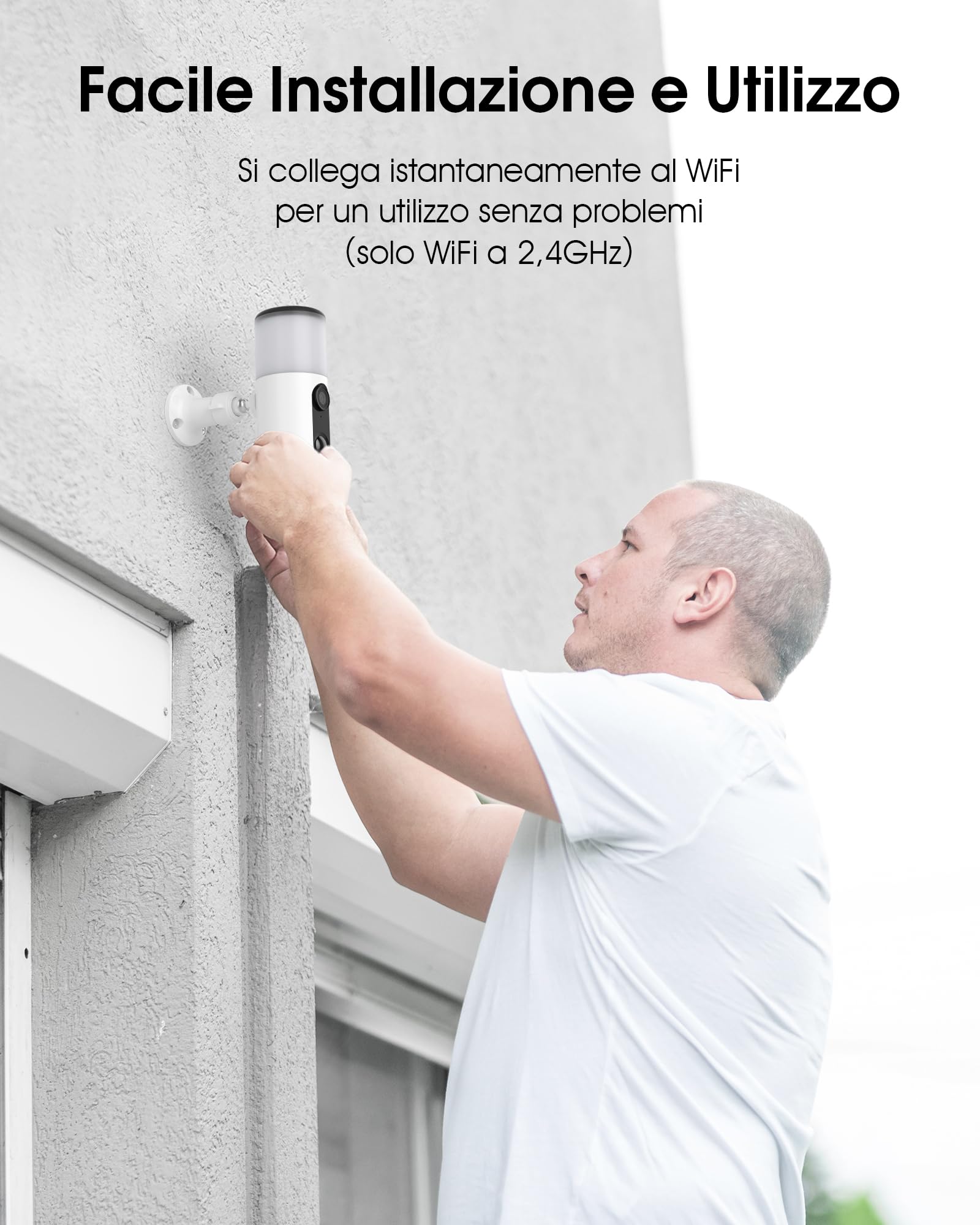 ANRAN 2K Telecamera Esterna da Parete con Solare, Luce Integrata, 2Pz | 2,4GHz WiFi, Videocamera Sorveglianza Senza FiLi, Luce Attivata dal Movimento, Rilevamento PIR, Visione notturna Colori