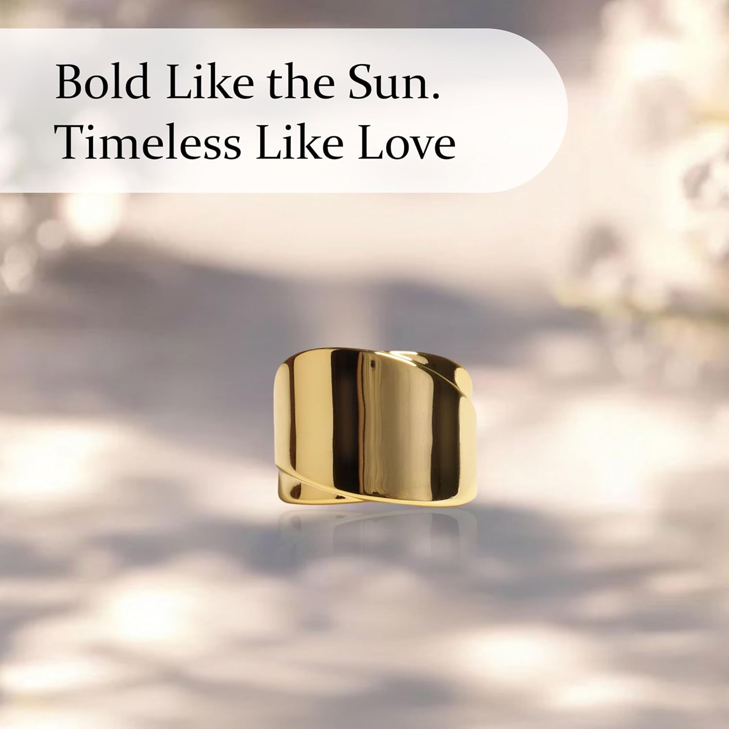 VÓEN Soleil 14K Gold Rings for Women - 15mm Wide Bold Band Design - Non Tarnish Gold Rings - Minimalist Women’s Jewelry, Size 6 - Image 2