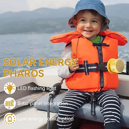 Miniatura 5 de Luz de baliza, luz lateral de energía solar IP68 impermeable LED barco marino muelle barcaza seguridad faro luz intermitente 360  iluminación