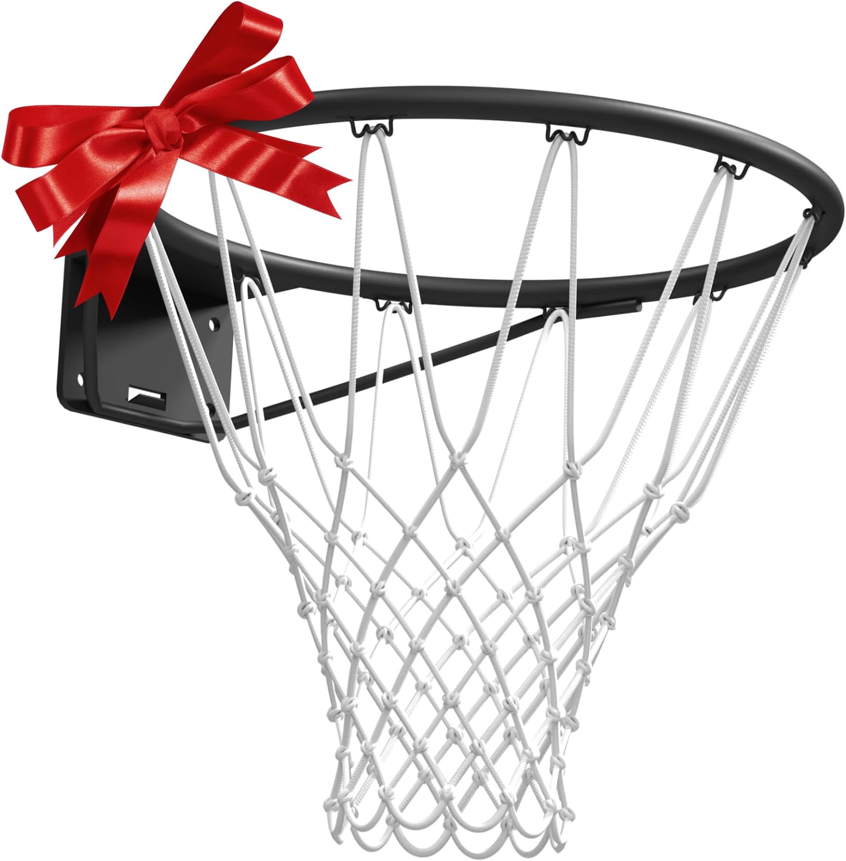 – Bee-Ball Basketball Rim 18" Official Size 45cm Basketball Ring Hoop with Spring-Loaded Bolt & White Net