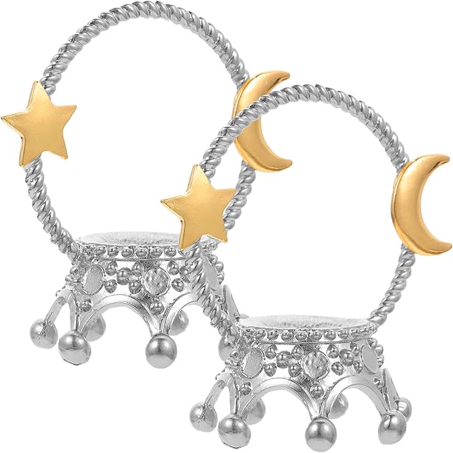 BESPORTBLE 2pcs Crown Shaped Crystal Ball Stand Moon Star Glass Ball Holder Display Stand Base Sphere Display Rack for Crystal Ball Sphere Desktop Decoration Silver