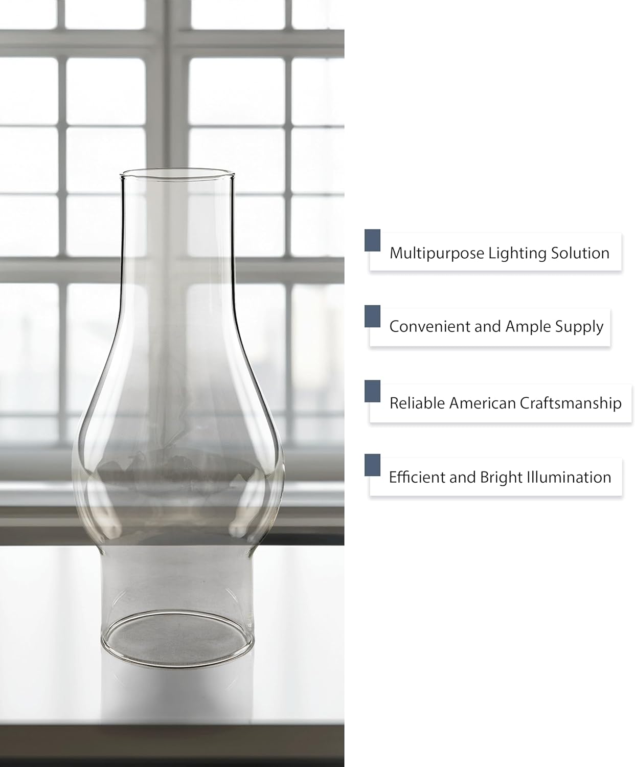 Light of Mine: 2.125" X 6.5" Oil Lamp Replacement Chimney - Clear Smooth Top Borosilicate Chimney (2 1/8" x 6 1/2")