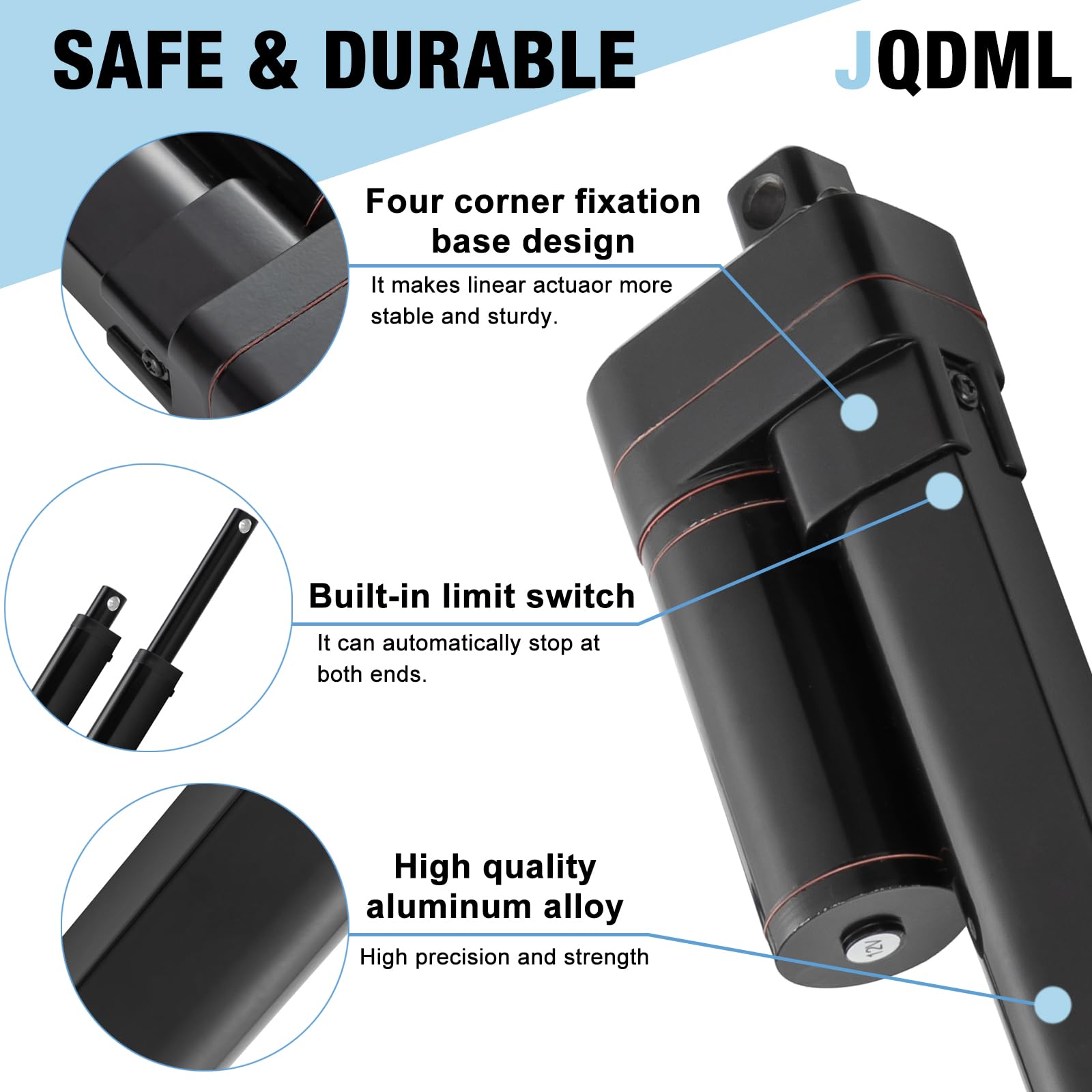 JQDML 12V Linear Actuator - 18" Stroke, 176 lbs -8 JQDML 12V Linear Actuator - 18" Stroke, 176 lbs -8