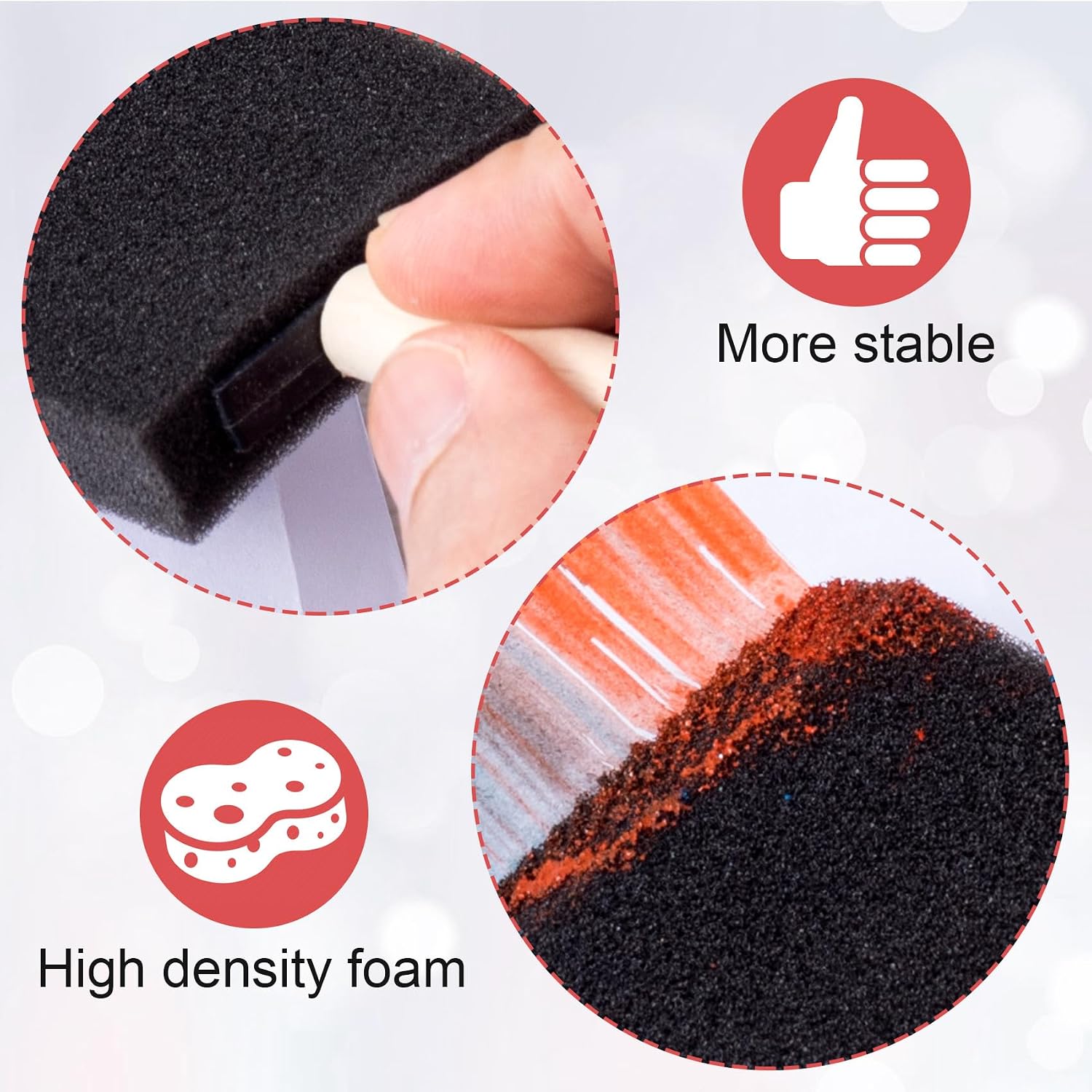 4 Pcs Foam Paint Brushes, 4 Sizes Wood Handle Sponge Paint Brush 1" 2" 3" 4" for Details, Staining, Varnishes, Large Area and DIY Craft Projects
