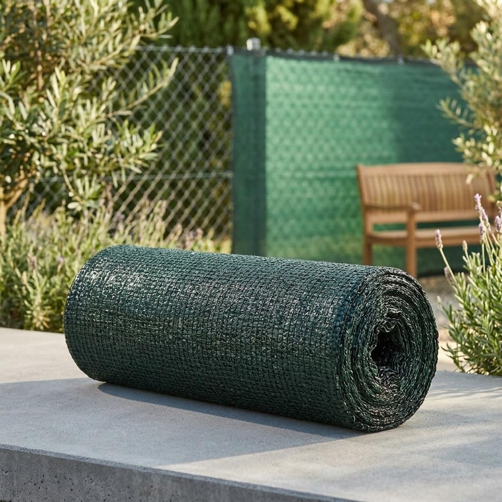Suinga Malla de Sombreo Ocultacion 1 x 50 Metros Verde Oscuro | Ocultacion 100% para Terrazas, Jardines y Parcelas | Privacidad Total y Proteccion Solar Exterior