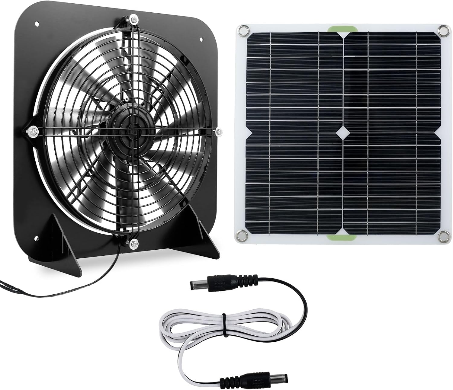 Solar Panel Fan Kit 13.5inch 100W Waterproof Solar Powered Exhaust Fan 3000rpm Auto Adjustable High Efficiency Cooling Chicken Solar Fan Solar Camping Fan for Dog Kennel(Black)