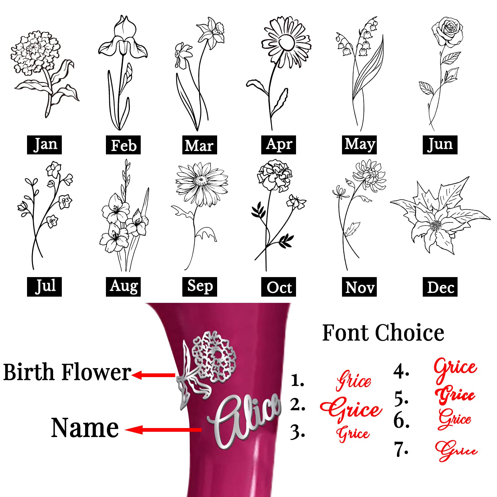 Personalizada etiqueta con nombre estetoscopio, estetoscopio encantos accesorios grabado nombre nacimiento flor, Enfermeras Semana regalo para la enfermera practicante médico asistente vet médico