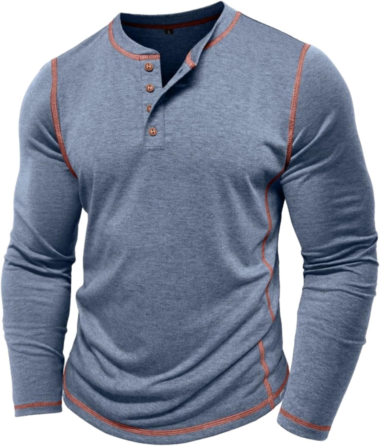 Mens Shirts Long Sleeve Casual Classic Henley Cotton T-Shirts Lightweight Button Tee Shirts - Image 2