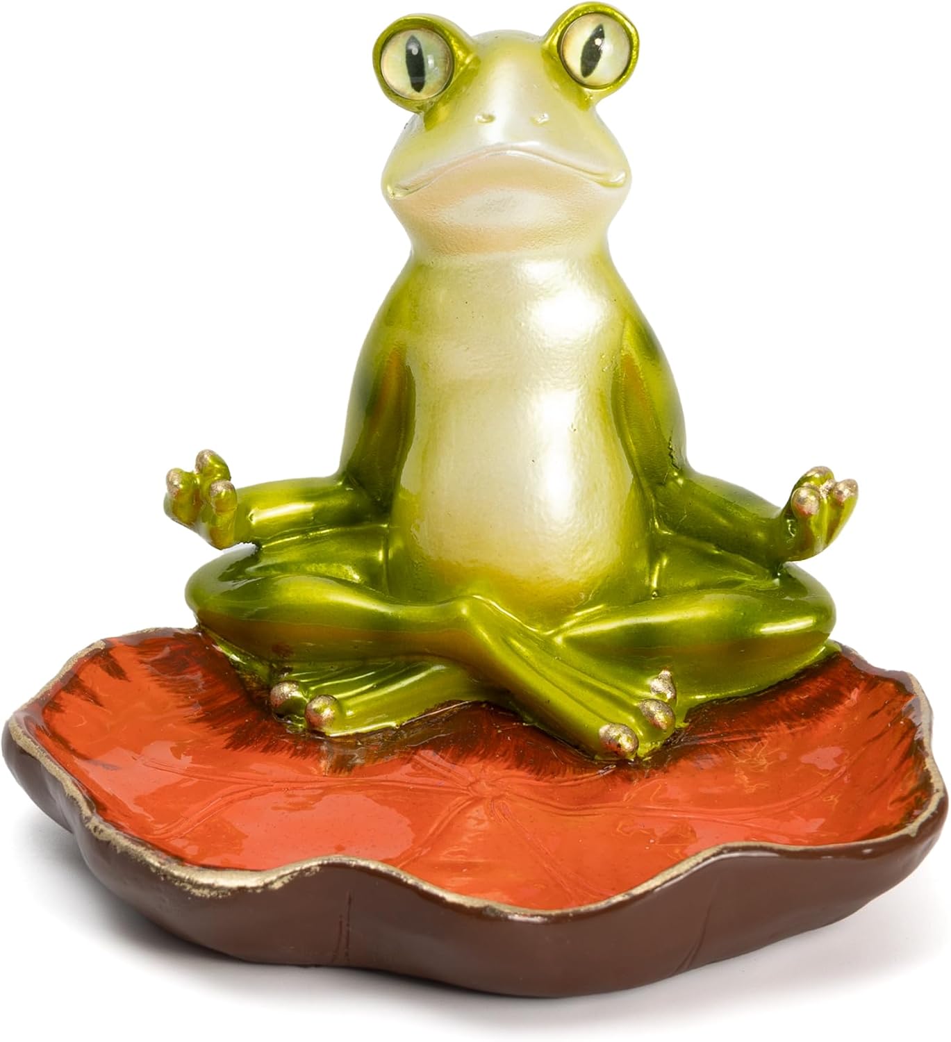 Yoga Frog Statue for Meditation Hand-Dyed Eco-Friendly Resin Figurine Outdoor Garden Decor, Office & Home Gift, 5.1" L x 4" H (Green)