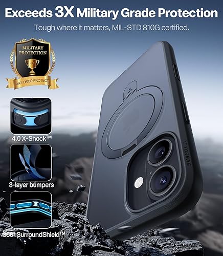Vista 63 de TORRAS Funda magnética Ostand para iPhone 14 Pro Max [prueba de caídas de grado militar y compatible con MagSafe y soporte integrado] translúcida D