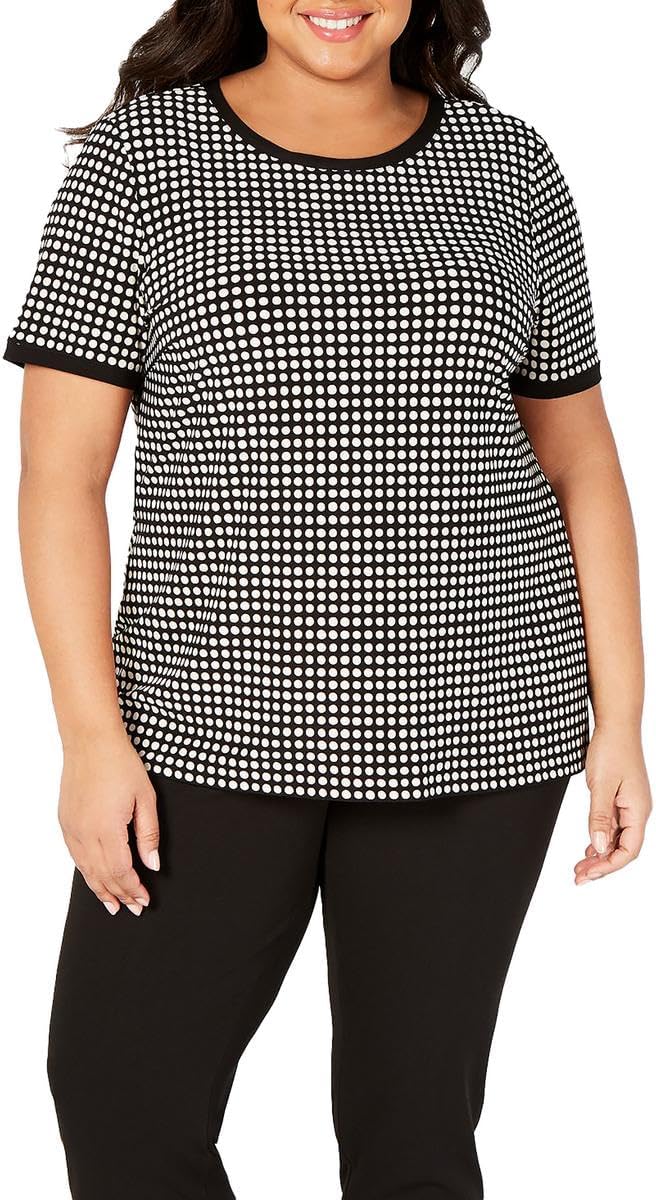 Anne Klein Womens Plus Button Back Top