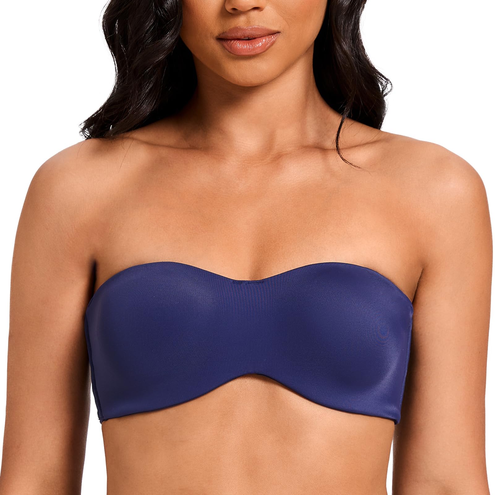MELENECAWomen's Strapless Bra for Large Bust Minimizer Unlined Bandeau with Underwire