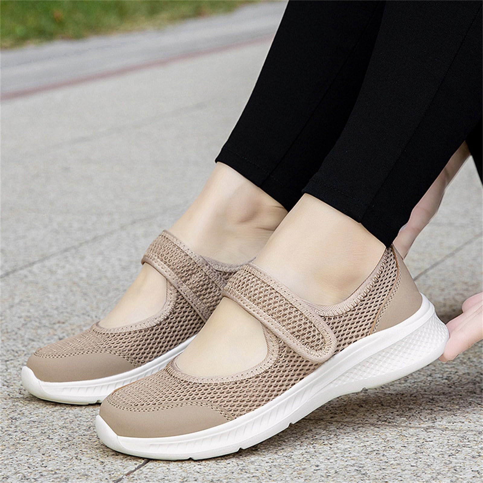 Mary Jane - Scarpe da ginnastica ortopediche da donna, vestibilità larga, traspiranti, con cinturino regolabile, antiscivolo, estive, casual, per sport all'aria aperta