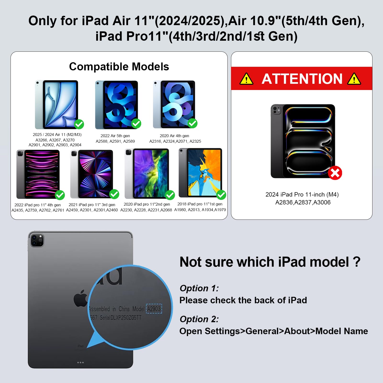 Magic Keyboard for iPad Air 11-inch (M2 2024/M3 2025)&iPad Pro 11 inch (4th/3rd/2nd/1st Gen),Bluetooth Keyboard Case for 10.9