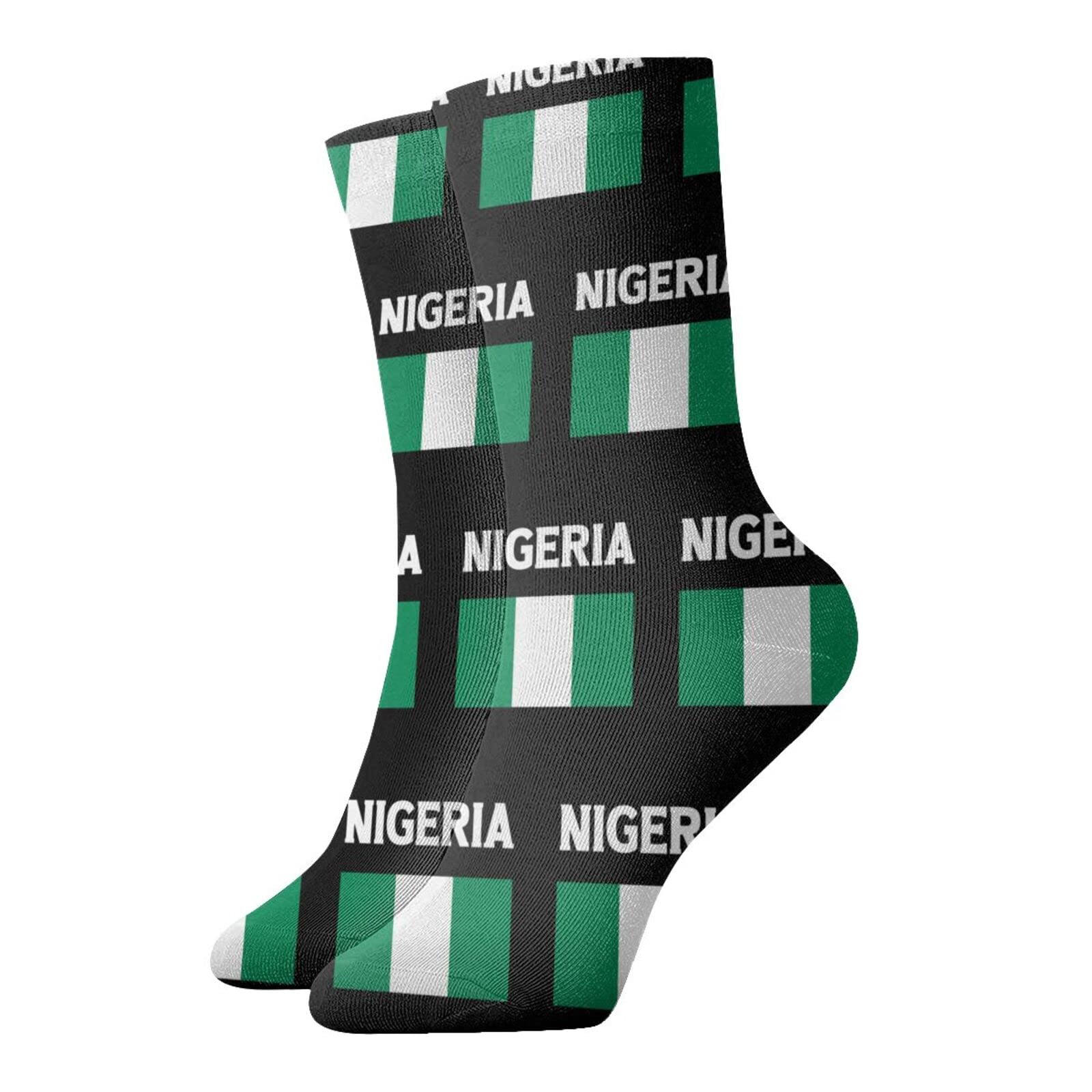 Oudrspo Nigeria Flag Athletic Tube Socks Black Socks Running Socks Breathable Casual Sports Socks