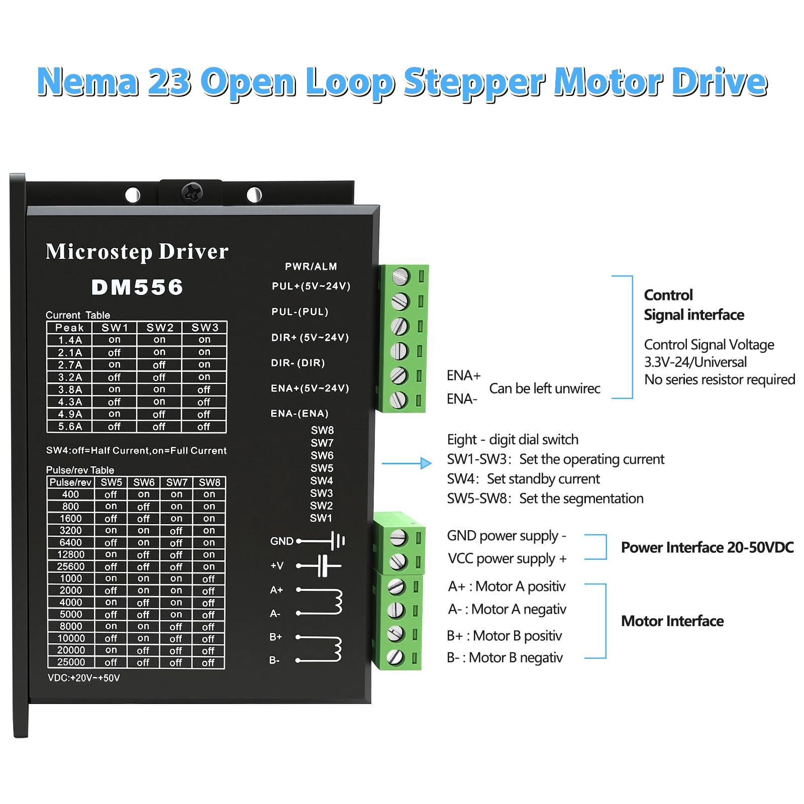 3 assi Nema 23 motore passo-passo 1,2 Nm 170 oz.in 3 A & DM556, driver motore stepper, alimentatore di rete da 350 W Mach3, scheda di controllo CNC, set per macchina per incisione