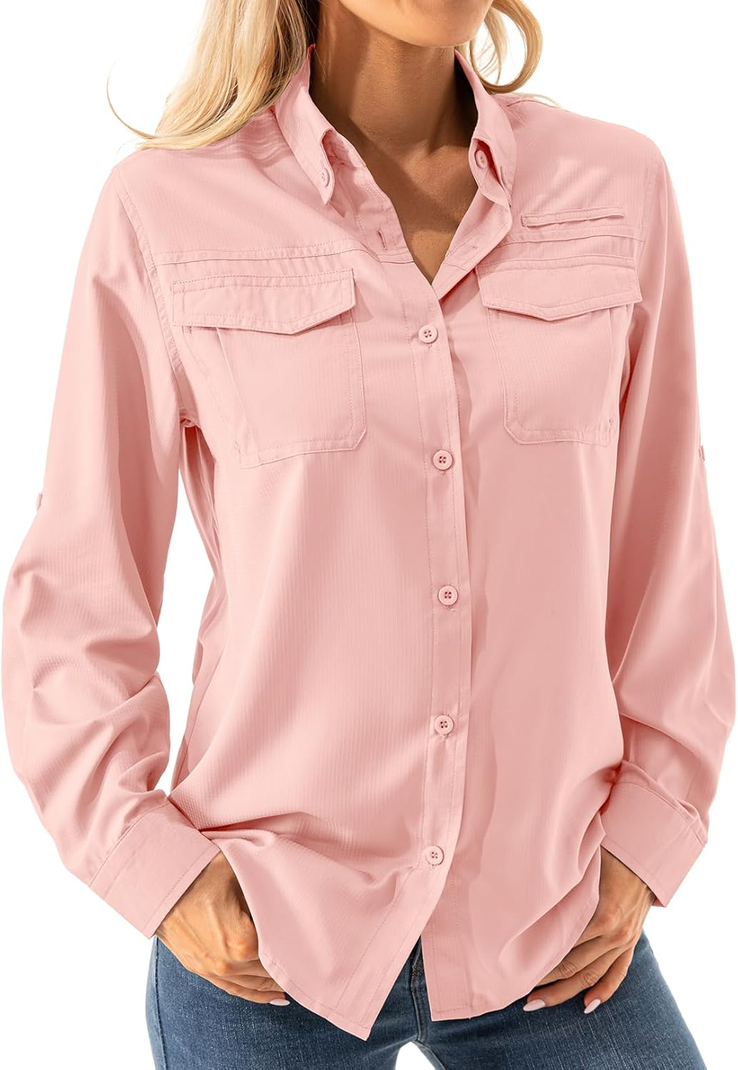 Women's UPF 50+ Long Sleeve UV Shirts Sun Protection Outdoor Cool Quick Dry Fishing Hiking Safari Travel Gardening Shirts