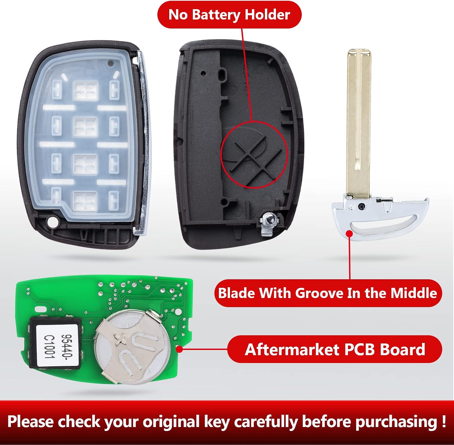 Keyless Entry Smart Key Fob for Hyundai Sonata 2015 2016 2017 434MHz FCC ID: CQOFD00120 P/N: 95440-C1000N 95440-C1001 95440-C1000 Remote Control Car Keyfob image 3