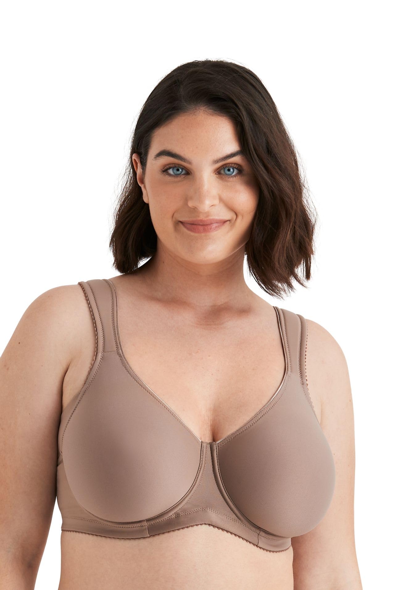 Miss Mary of Sweden Cooling T-Shirt Bra for Women — Underwired Bra for Hot Flushes, Moisture Wicking Full Coverage, Padded Adjustable Straps, Plus Size Taupe
