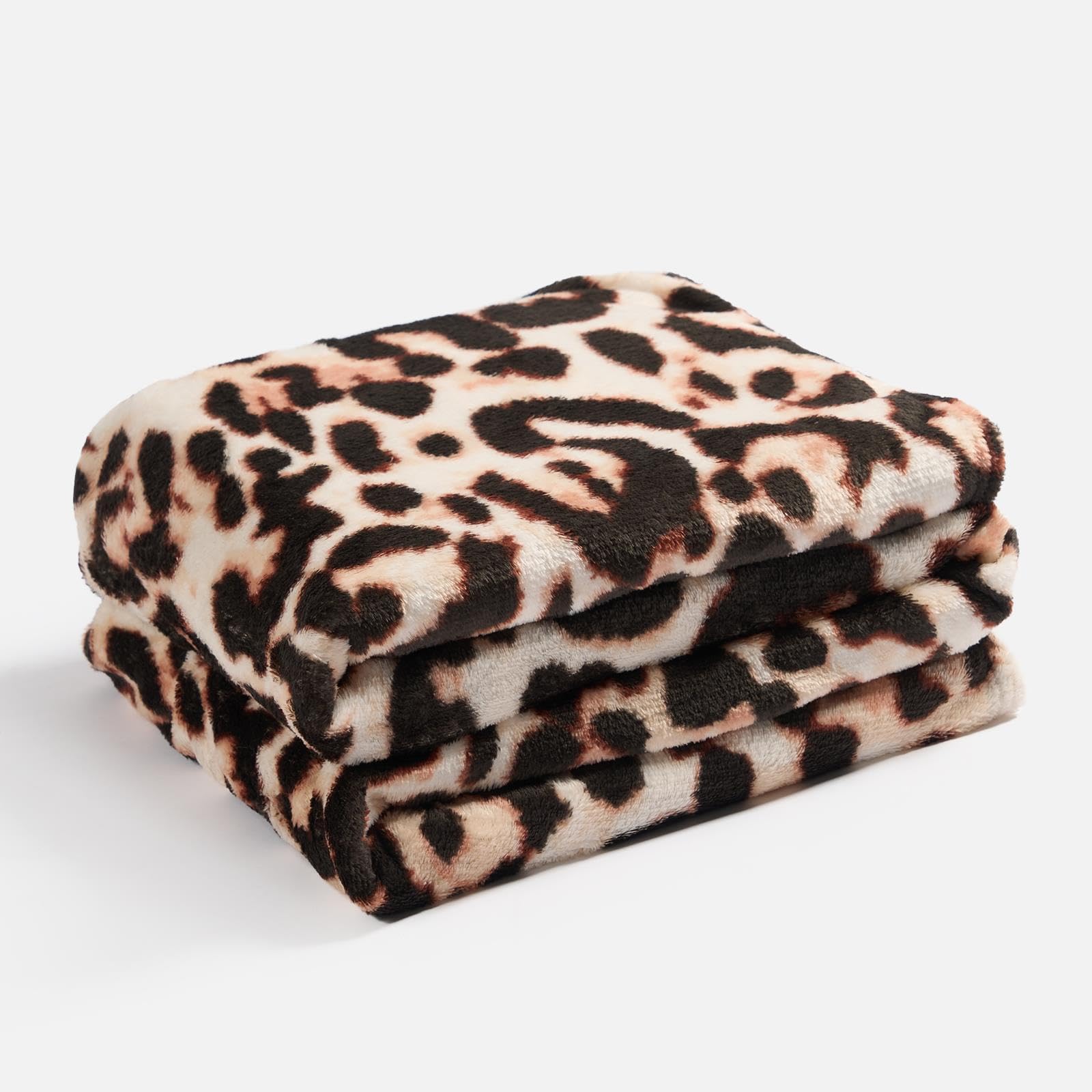 Ohs Leopard Print Fleece Blanket Throw, Ultra Soft Comfy Fleece Throws Decorative Tones Easy Care Throws Over For Bed Sofa Couch Living Room, 125 X 150Cm