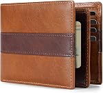 Swallowmall Genuine Leather RFID Wallet for Mens, Mens Bifold Wallet with 16 Card Holder 1 ID Window Gift for Him