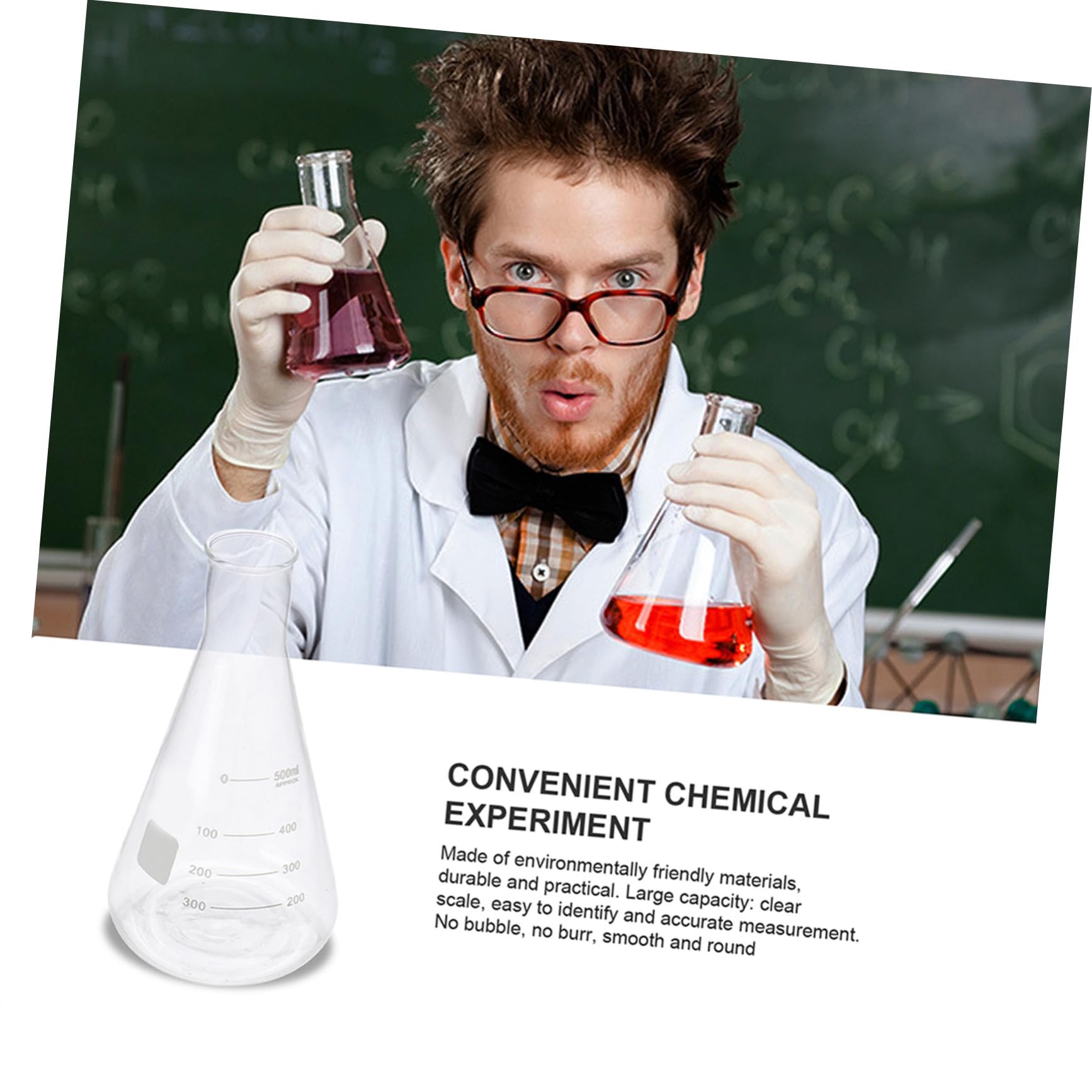 Mipcase Paquete de 4 Matraces Erlenmeyer de Vidrio Capacidad Estándar, Escala Clara y Diseño Cónico para Experimentos en Clase de Química